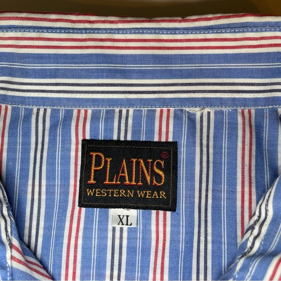 Plains Western Shirt Mens XL Big Man Blue Pearl Snap  Plaid Western Rodeo - Picture 8 of 8